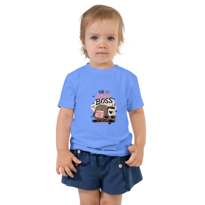 The Mini Boss — Toddler Graphic Tee - Heather Columbia Blue