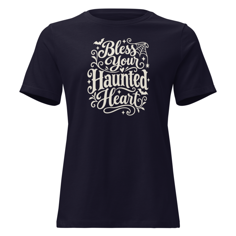 Bless Your Haunted Heart Halloween tee in Navy - Mama Said So Tees