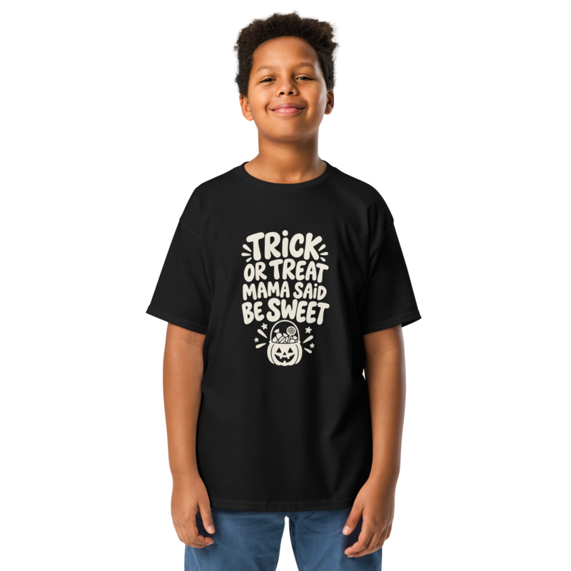 Trick or Treat, Mama Said Be Sweet Halloween tee in Black - Mama Said So Tees