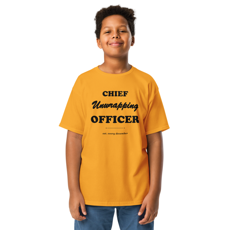 Chief Unwrapping Officer Christmas tee in Gold - Mama Said So Tees