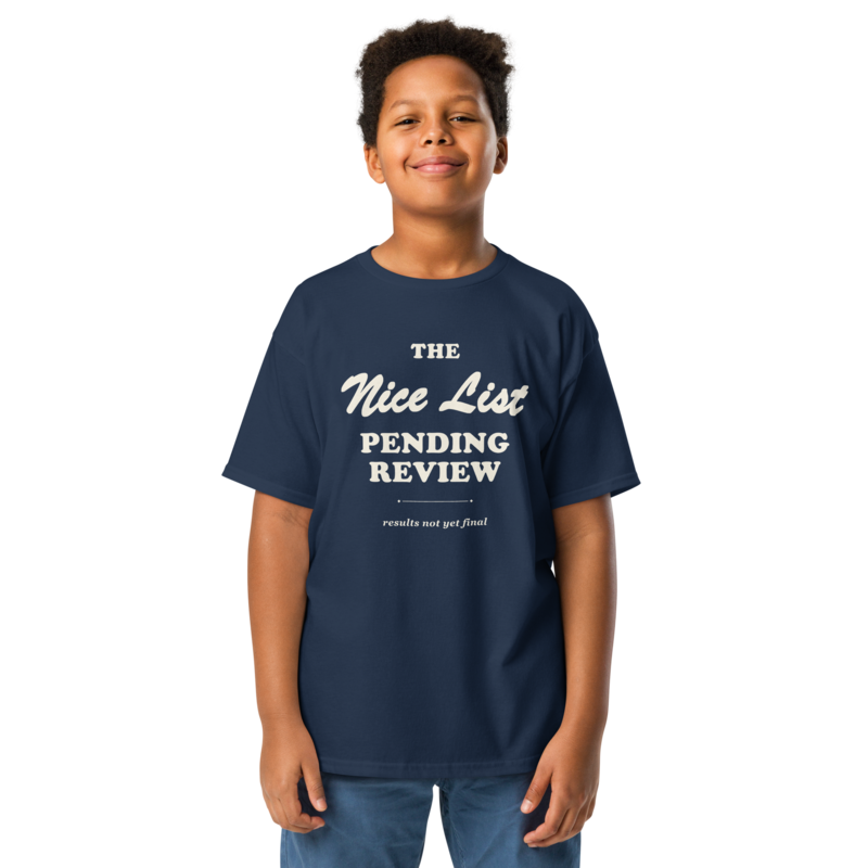 Nice List, Pending Review Christmas tee in Navy - Mama Said So Tees
