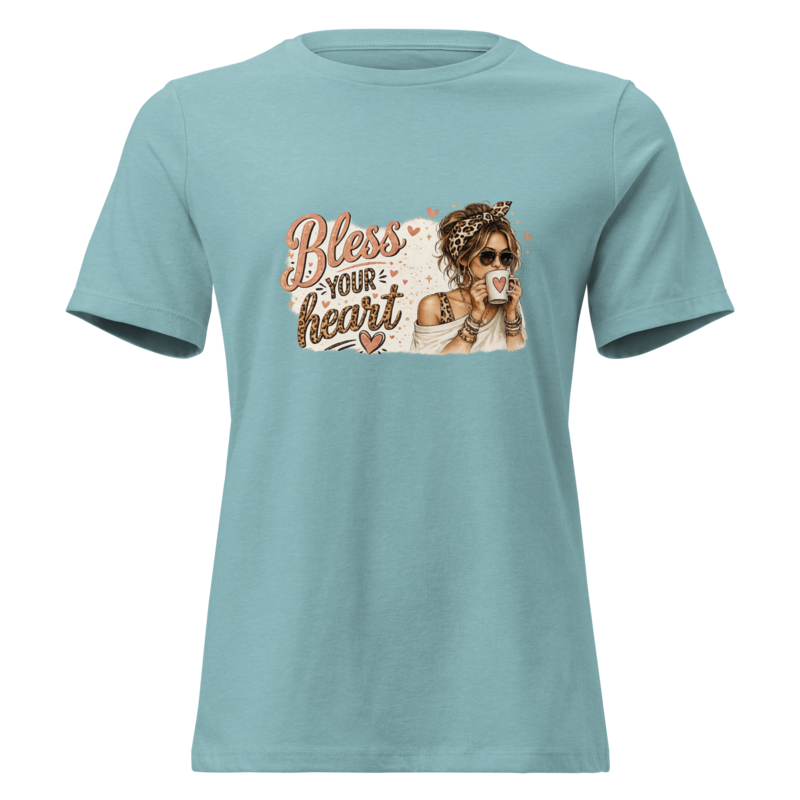 Bless Your Heart Mom Shirt - Heather Blue Lagoon