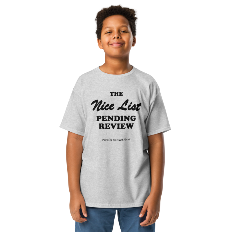 Nice List, Pending Review Christmas tee in Sport Grey - Mama Said So Tees
