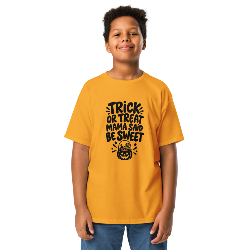 Trick or Treat, Mama Said Be Sweet Halloween tee in Gold - Mama Said So Tees