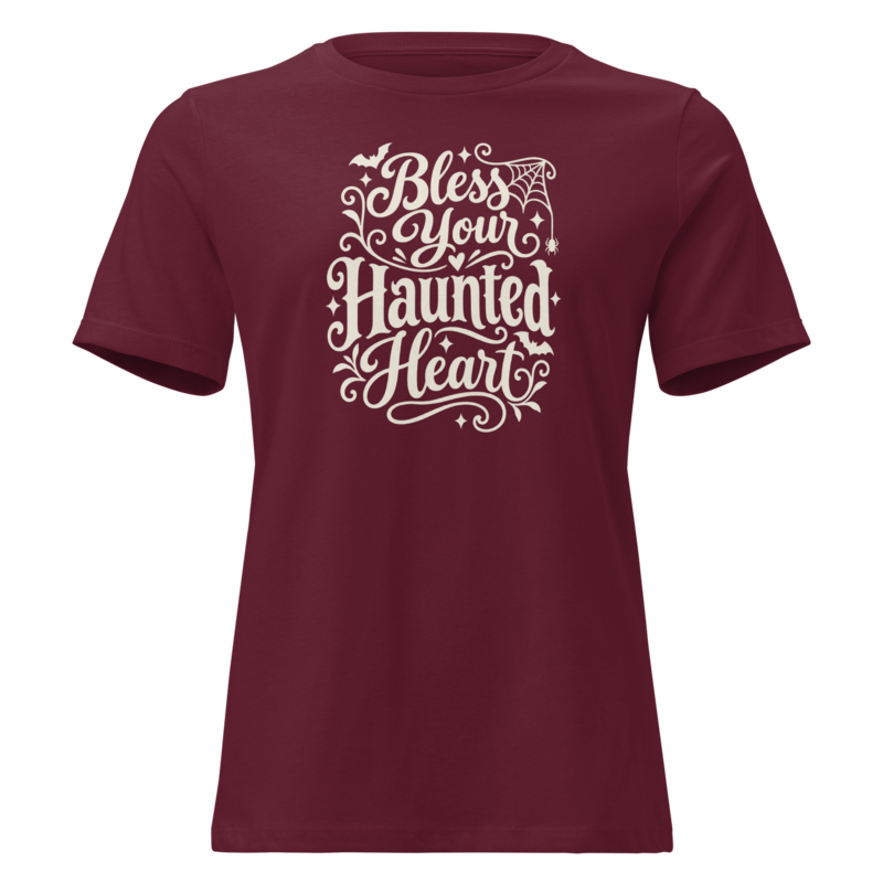 Bless Your Haunted Heart Halloween tee in Maroon - Mama Said So Tees