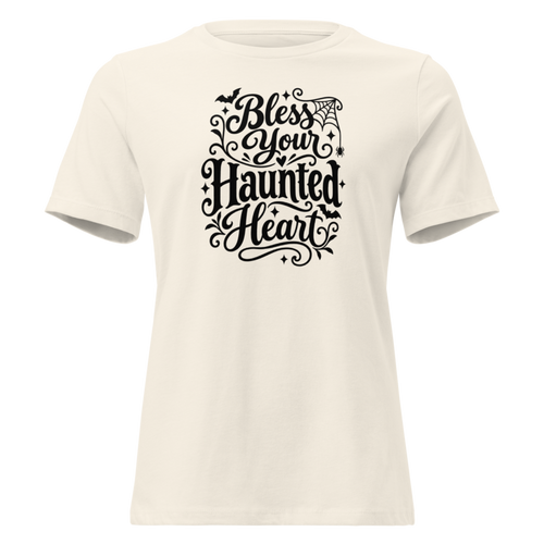 Bless Your Haunted Heart Halloween tee in Natural - Mama Said So Tees