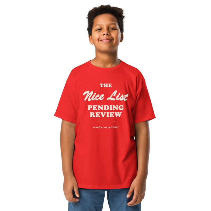 Nice List, Pending Review Christmas tee in Red - Mama Said So Tees