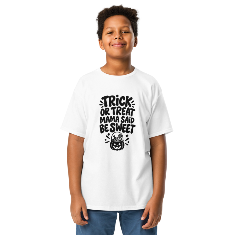Trick or Treat, Mama Said Be Sweet Halloween tee in White - Mama Said So Tees