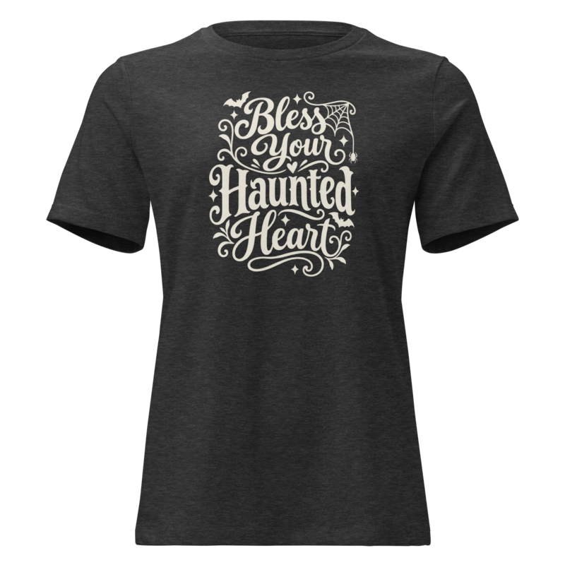 Bless Your Haunted Heart Halloween tee in Dark Grey Heather - Mama Said So Tees