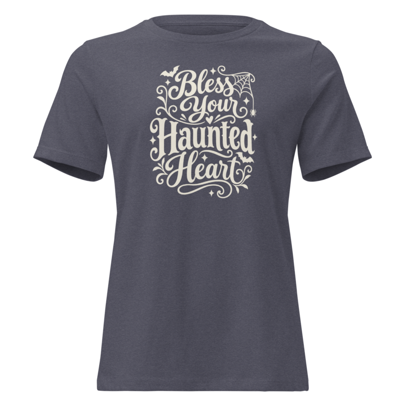 Bless Your Haunted Heart Halloween tee in Heather Navy - Mama Said So Tees