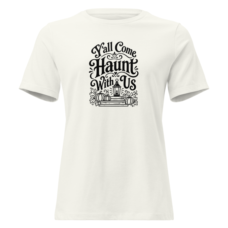 Y'all Come Haunt With Us Halloween tee in Vintage White - Mama Said So Tees