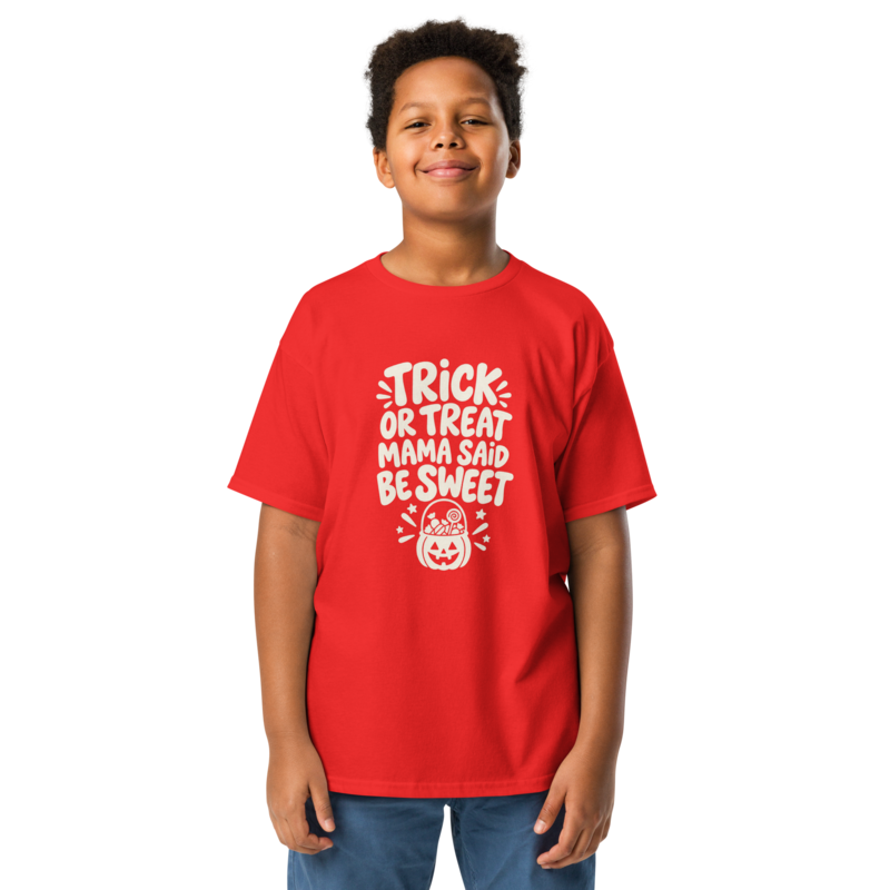 Trick or Treat, Mama Said Be Sweet Halloween tee in Red - Mama Said So Tees