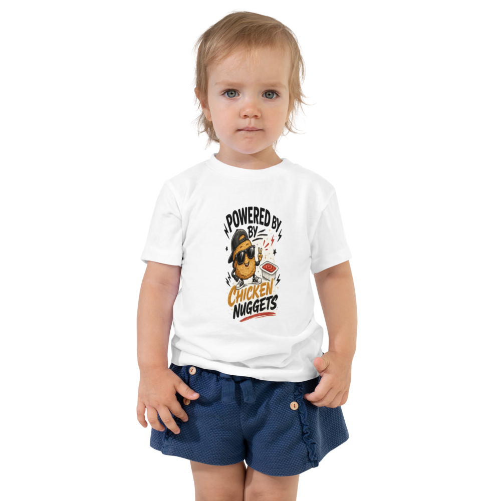 Image Chicken Nuggets   Kids White toddler staple tee white front 6a6aa0793cf76
