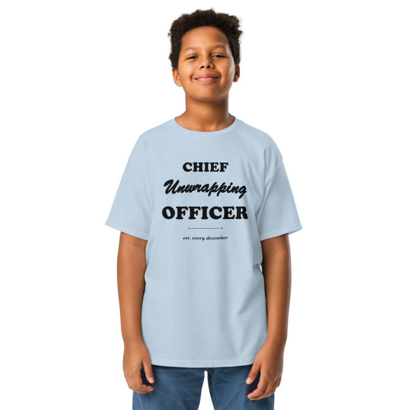 Chief Unwrapping Officer Christmas tee in Light Blue - Mama Said So Tees