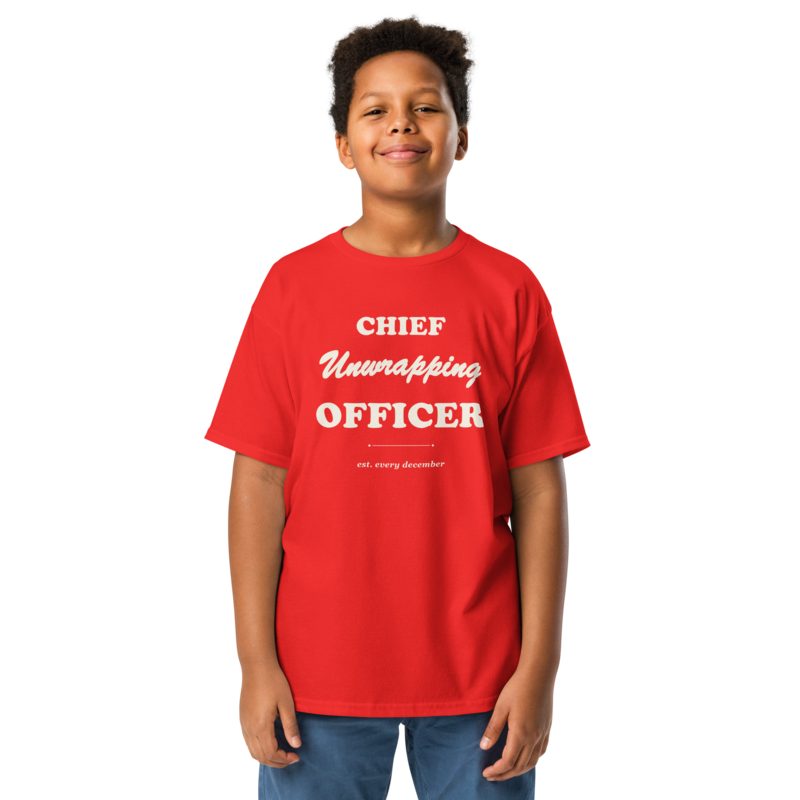 Chief Unwrapping Officer Christmas tee in Red - Mama Said So Tees