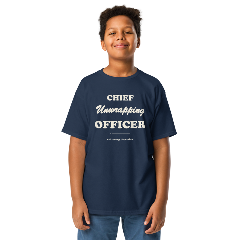 Chief Unwrapping Officer Christmas tee in Navy - Mama Said So Tees