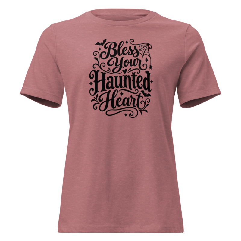 Bless Your Haunted Heart Halloween tee in Heather Mauve - Mama Said So Tees