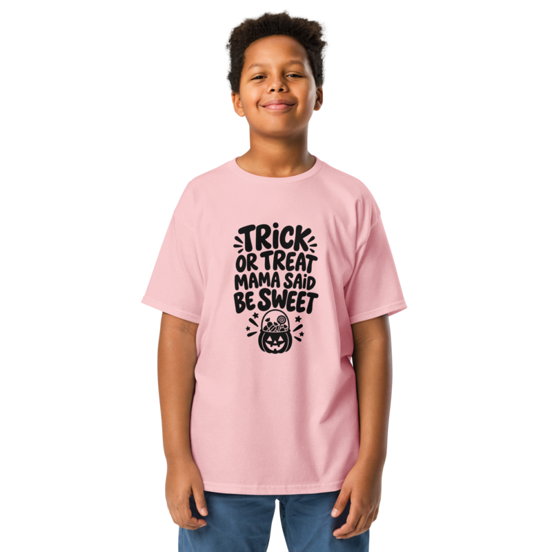 Trick or Treat, Mama Said Be Sweet Halloween tee in Light Pink - Mama Said So Tees