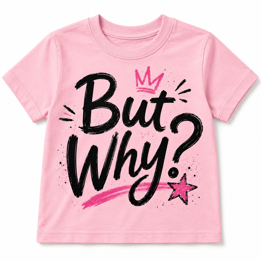 But Why kids shirt with playful graphic