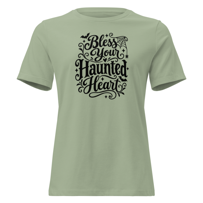 Bless Your Haunted Heart Halloween tee in Sage - Mama Said So Tees