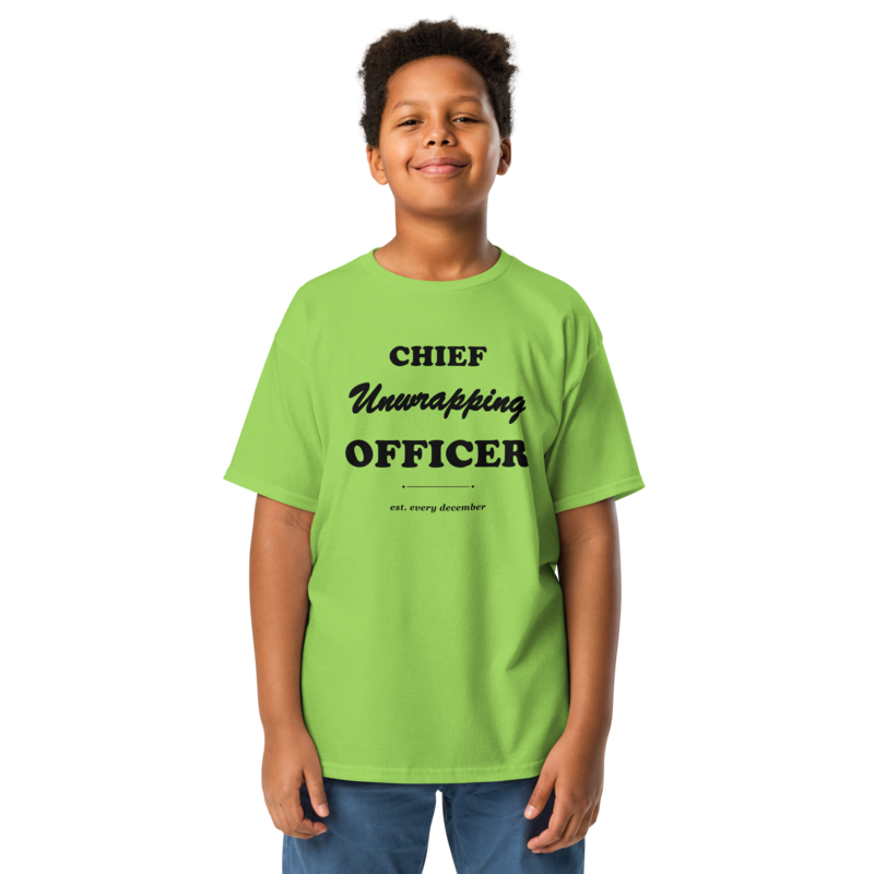 Chief Unwrapping Officer Christmas tee in Lime - Mama Said So Tees