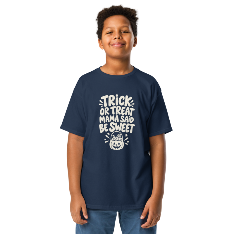 Trick or Treat, Mama Said Be Sweet Halloween tee in Navy - Mama Said So Tees