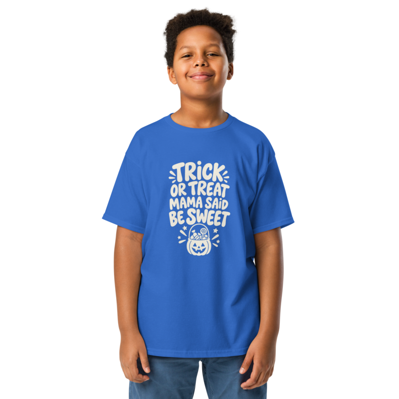 Trick or Treat, Mama Said Be Sweet Halloween tee in Royal - Mama Said So Tees