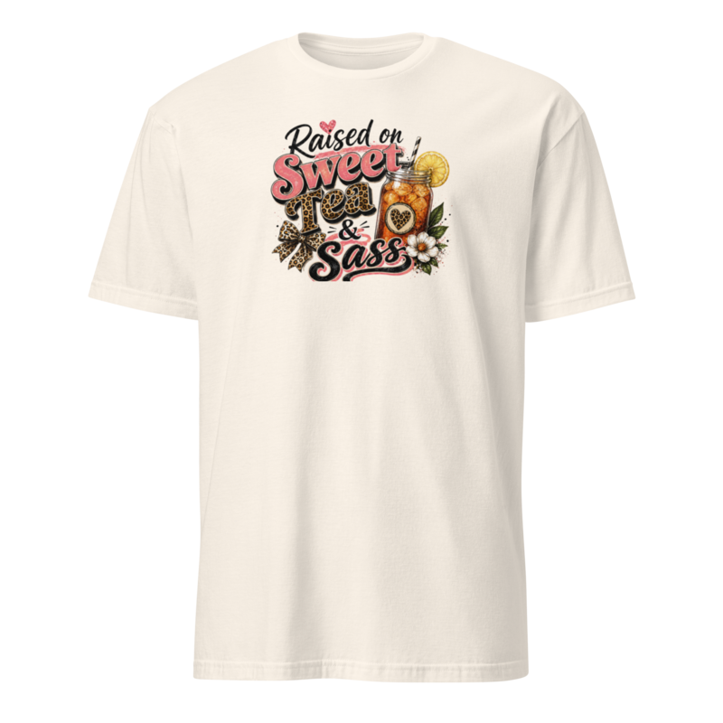 Raised on Sweet Tea & Sass — Southern Mom Graphic Tee in Natural - Mama Said So Tees