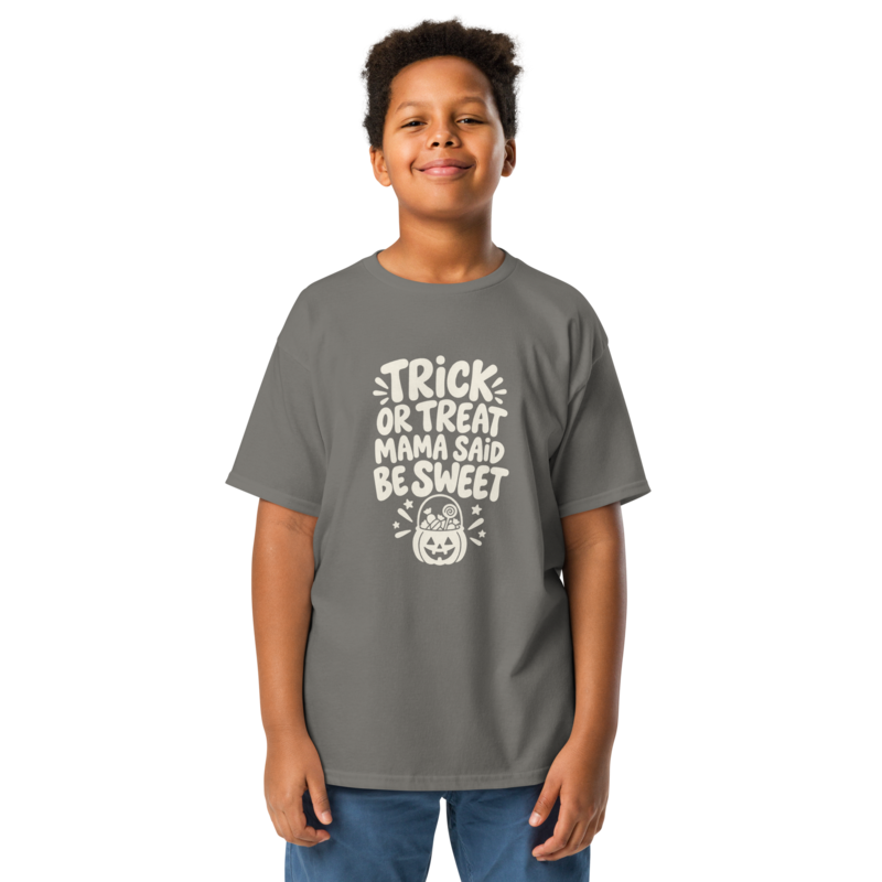 Trick or Treat, Mama Said Be Sweet Halloween tee in Charcoal - Mama Said So Tees