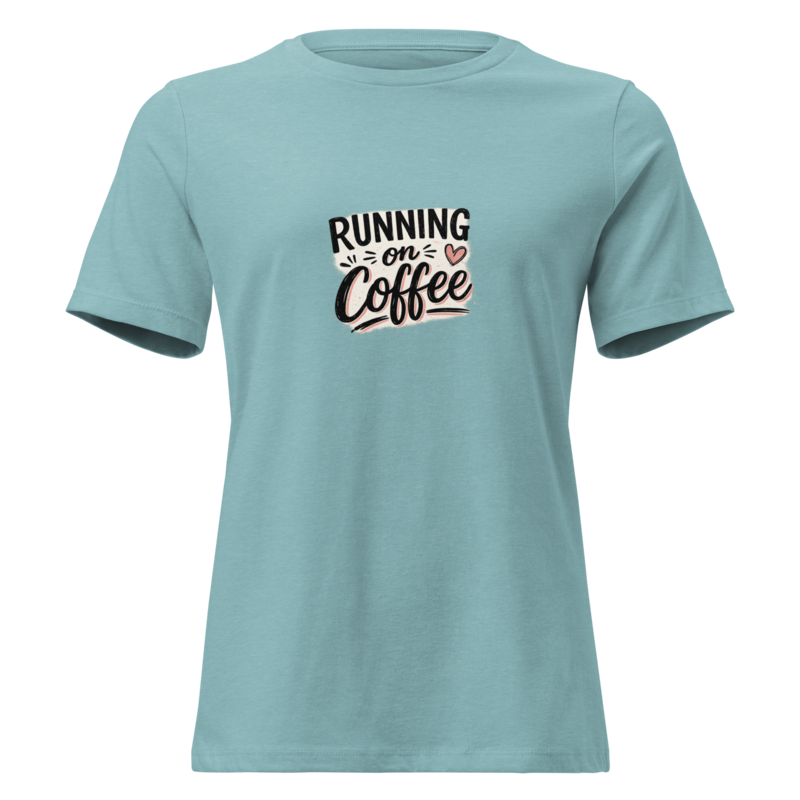 Running on Coffee Mom Shirt - Heather Blue Lagoon