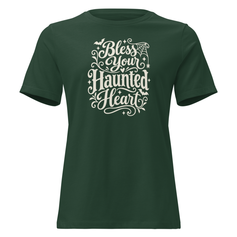 Bless Your Haunted Heart Halloween tee in Forest Green - Mama Said So Tees