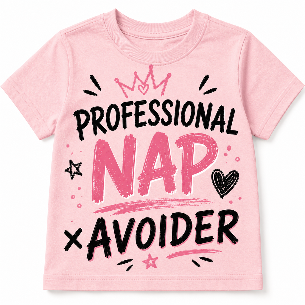 Professional Nap Avoider kids shirt with crown graphic