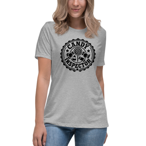 Candy Inspector Halloween tee worn by a model, Athletic Heather - Mama Said So Tees