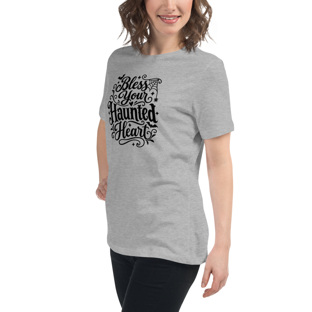 Bless Your Haunted Heart - Women's Halloween Tee - on model