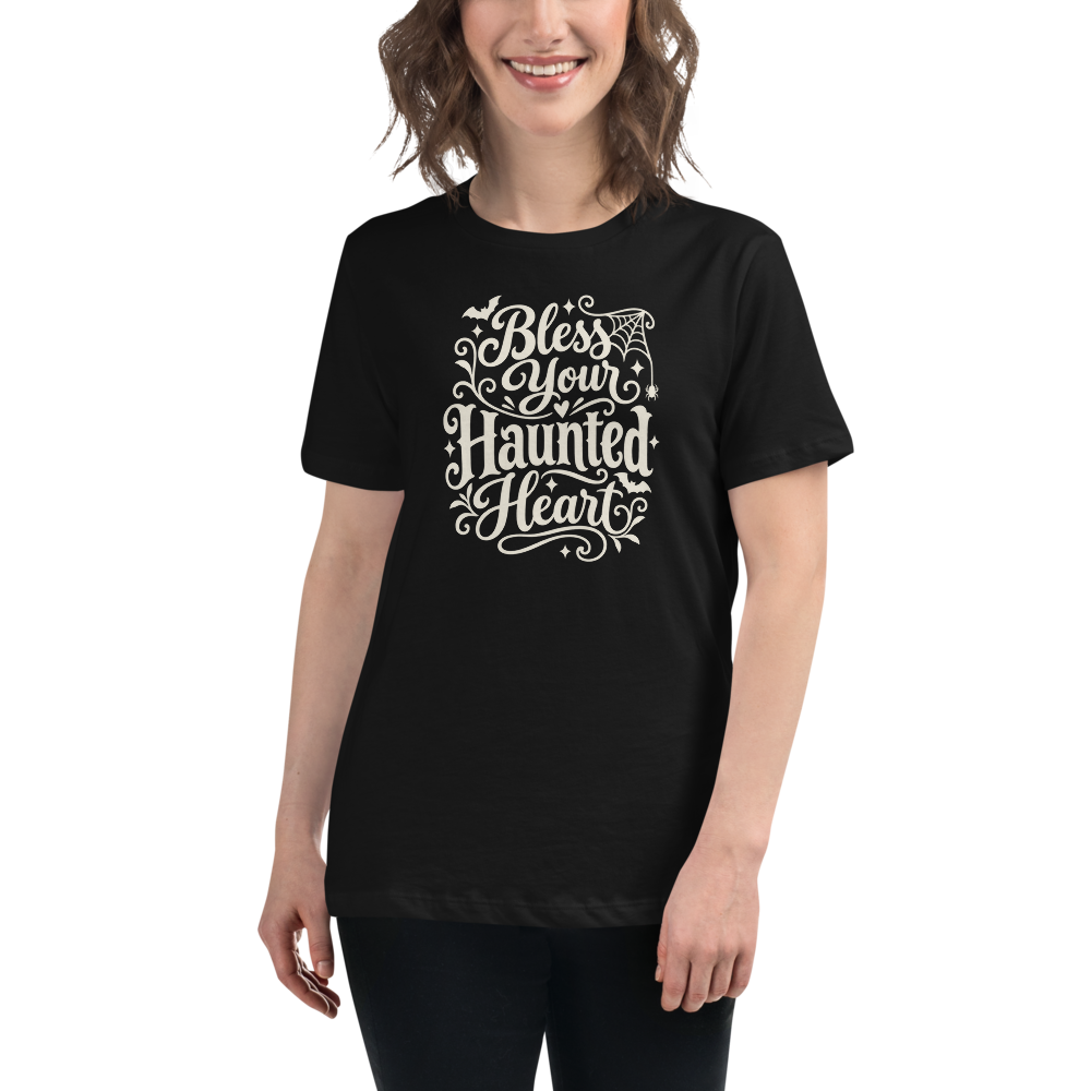 Bless Your Haunted Heart - Women's Halloween Tee - Black colourway