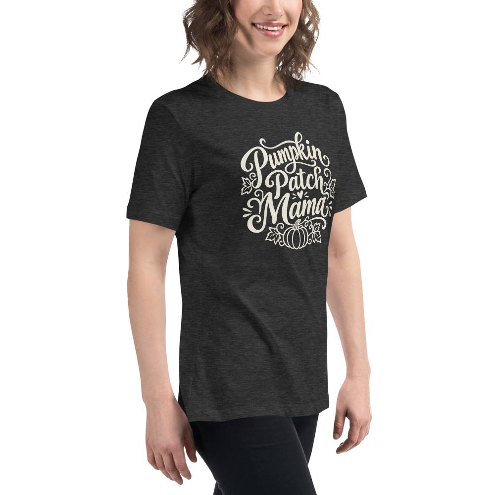 Pumpkin Patch Mama - Women's Halloween Tee - Dark Grey Heather colourway