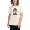 The Scariest Sound in This House Is Silence Halloween tee worn by a model, Natural - Mama Said So Tees