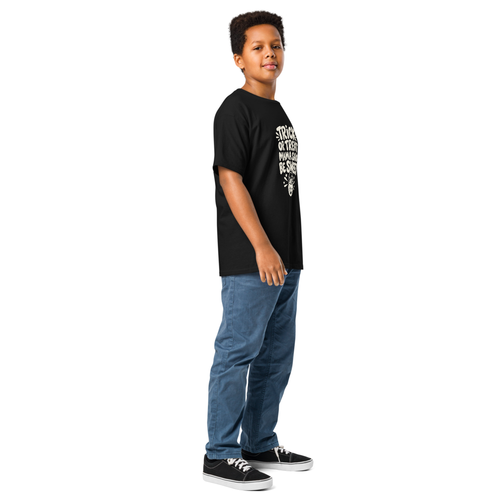Trick or Treat, Mama Said Be Sweet Kids Halloween Shirt - Black colourway